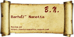 Barhó Nanetta névjegykártya